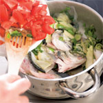 Bouillabaisse - opékání ryby