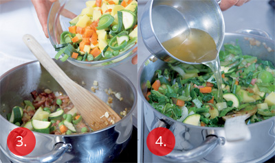 Minestrone s pancettou - vaření polévky