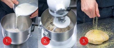 příprava těsta na anglické muffiny