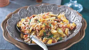 Rizoto s kaštany, dýní a dýňovými semínky