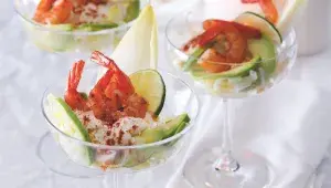 Krevetový koktejl s křenovým krémem