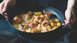 Kuře s hráškem na medu a smetaně