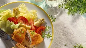 Smažená kuřecí prsa s oblohou