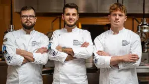 Soutěžní tým, zleva Lukáš Čarný, Dominik Unčovský, Adam Tišer