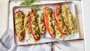 Pečené papriky plněné bulgurem