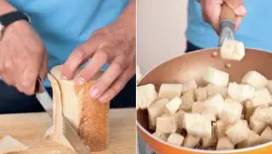 Salát Caesar – příprava krutonů