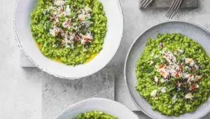 Hráškové rizoto s krabem