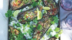 Lilek s terijaki omáčkou a rýží