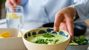 Fazolovo-hráškové pyré s lososem