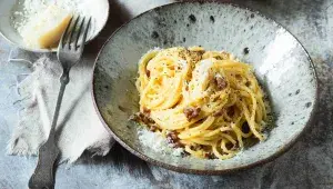 Puristické těstoviny carbonara