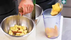 Kachna s červeným zelím, jablkovým pyré a polentou - příprava pyré