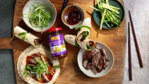 Signature Dish Asian Inspired Hoisin Duck Wrap