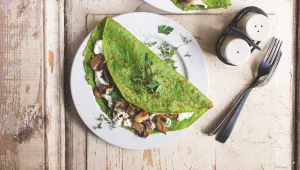 Špenátové palačinky s žampiony a brynzou