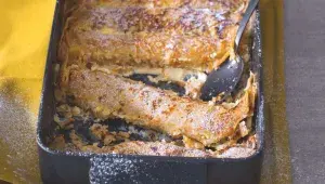 Zapečené ovesné palačinky s tvarohem a rozinkami