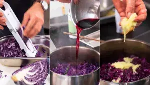 Kachna s červeným zelím, jablkovým pyré a polentou - příprava zelí