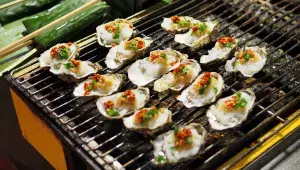 ústřice na grilu