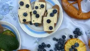 sýr s borůvkami a preclíkem