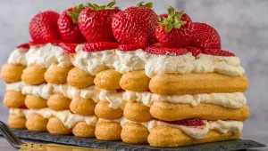 Nepečený dezert s jahodami