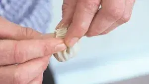 Zeleninové asijské knedlíčky se švestkovou omáčkou - krok 3 - tvarování knedlíčků