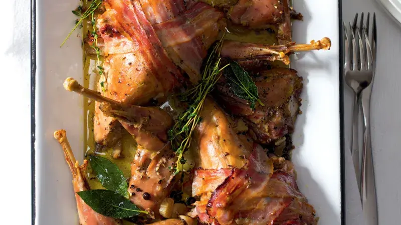 Konfitovaný bažant se slaninou