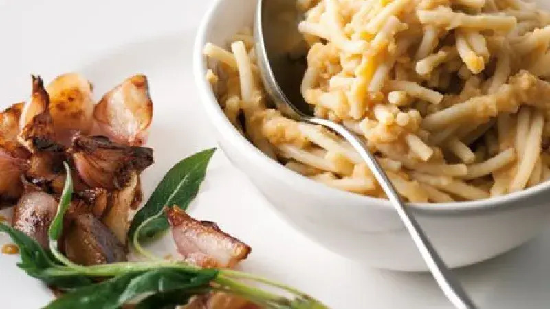 Maccheroni s čočkovým krémem