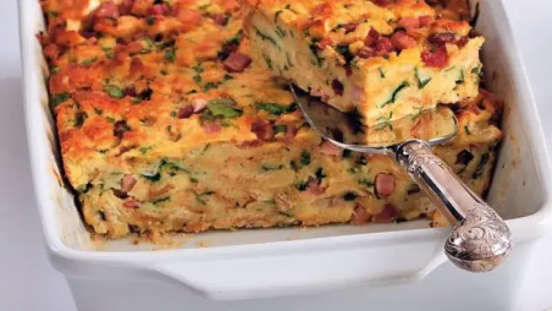 Nádivka s uzeným bůčkem a jarními bylinkami