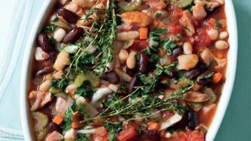 Pečené fazole s mangoldem