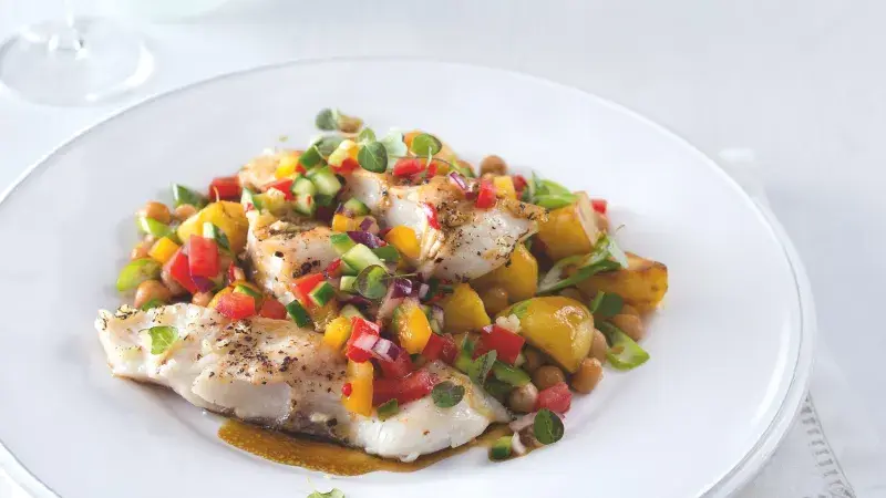 Amur s cizrnovými bramborami & salsou