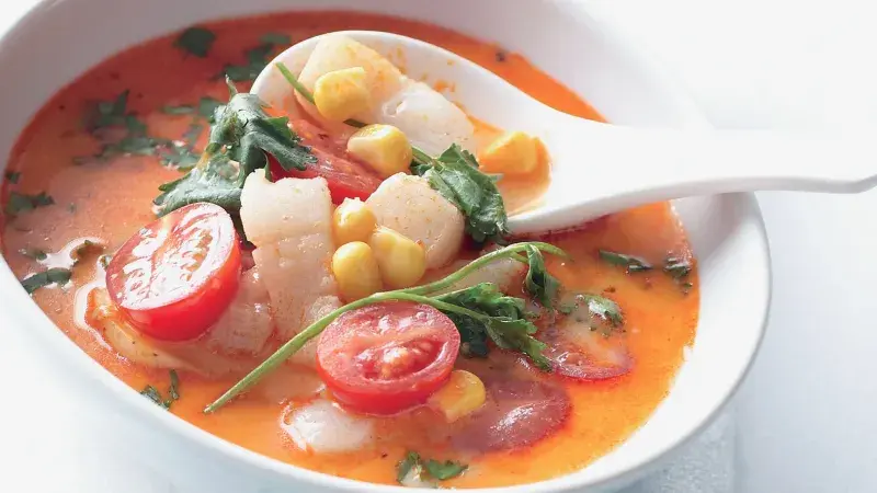 Asijská kukuřičná polévka s krevetami