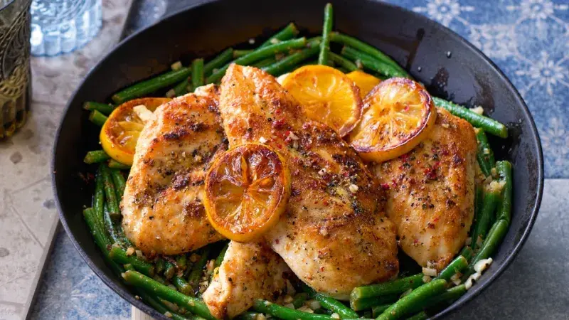 Citronové kuře s fazolkami