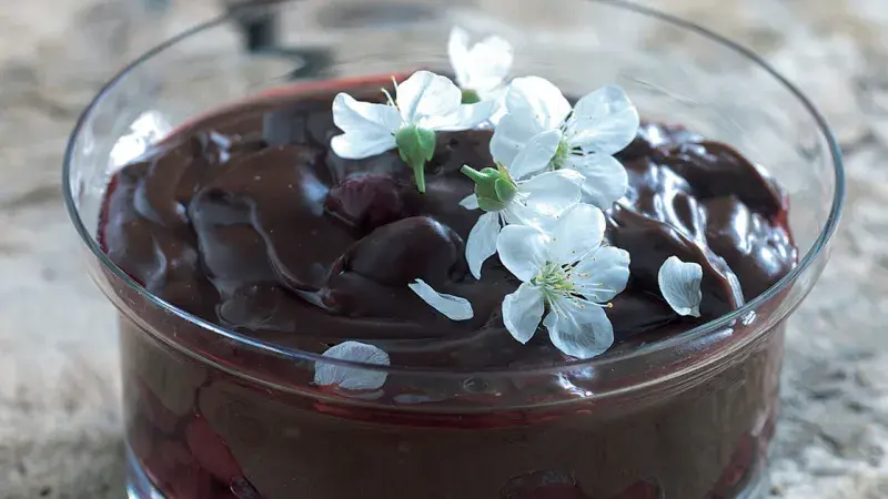 Čokoládový pudink s višněmi