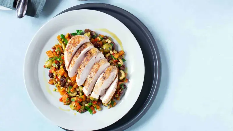 Dýňová caponata & pečená kuřecí prsa