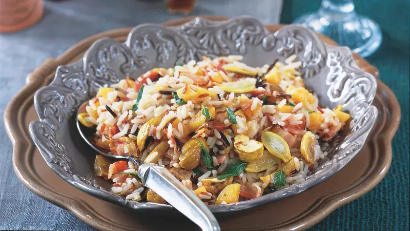 Rizoto s kaštany, dýní a dýňovými semínky