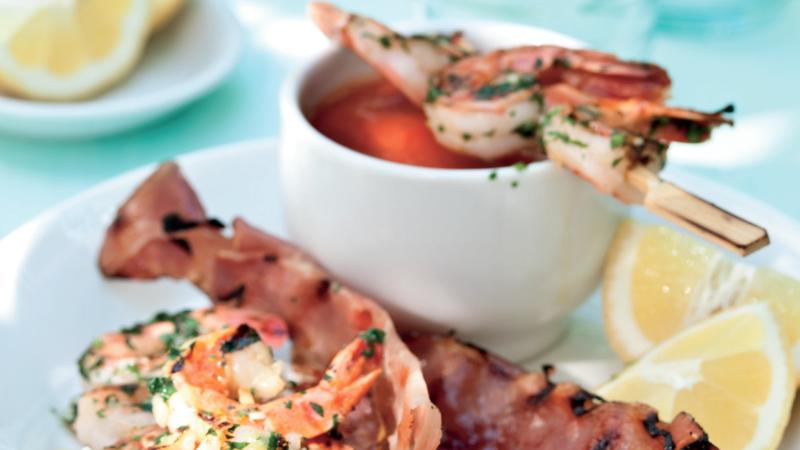 Krevety & slanina s omáčkou salmorejo