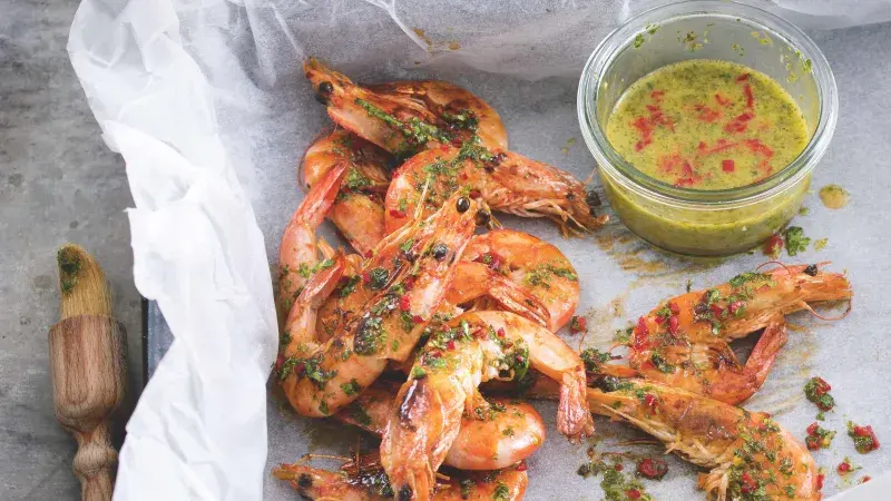 Mátovo-limetovo-medová marináda s krevetami