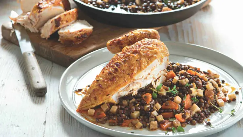 Kuře s čočkovým ,rizotem‘