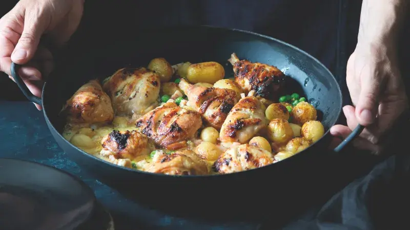 Kuře s hráškem na medu a smetaně