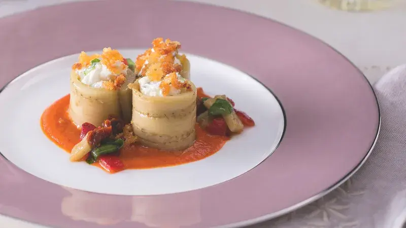 Lilkové rolky s ricottou & omáčka z pečené papriky