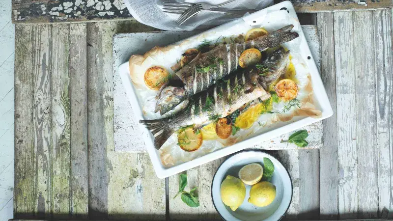 Pečený mořský vlk