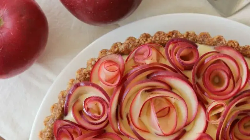 Apple Walnut Tart with Maple Custard