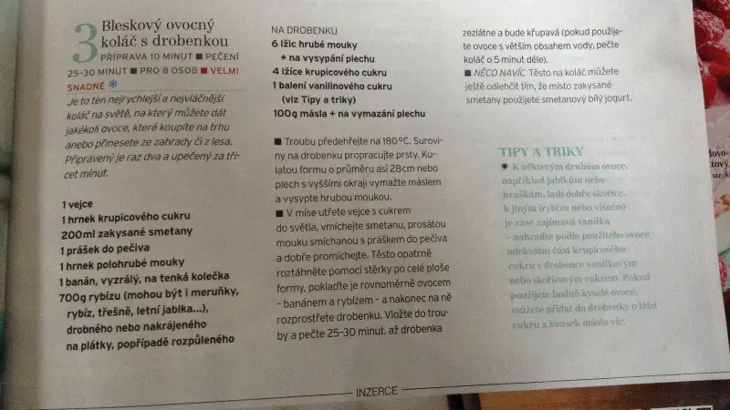 Ovocný koláč  s drobenkou