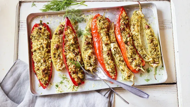 Pečené papriky plněné bulgurem