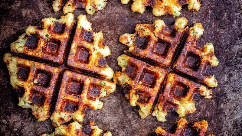 Bramborákové vafle s houbami