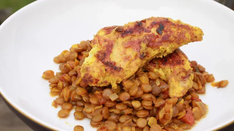 Čočka s kuřecím masem