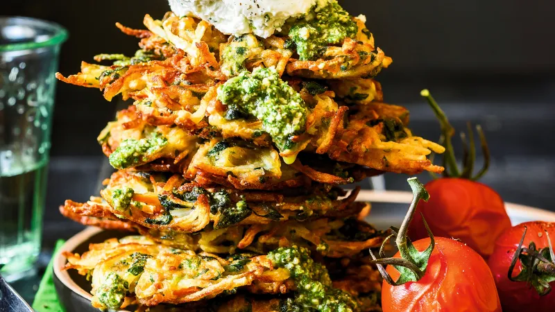 Bramborové placičky s kopřivovým pestem