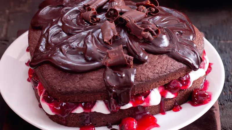 Čokoládové srdce s višněmi