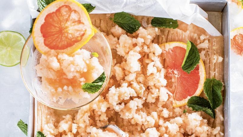 Gin & tonic sorbet s okurkou a grepem