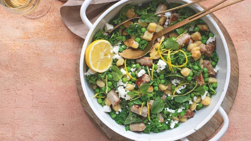 Gnocchi s klobáskou a hráškem