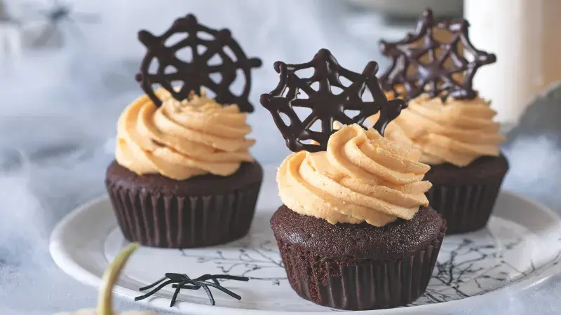 Halloweenské dýňové cupcaky