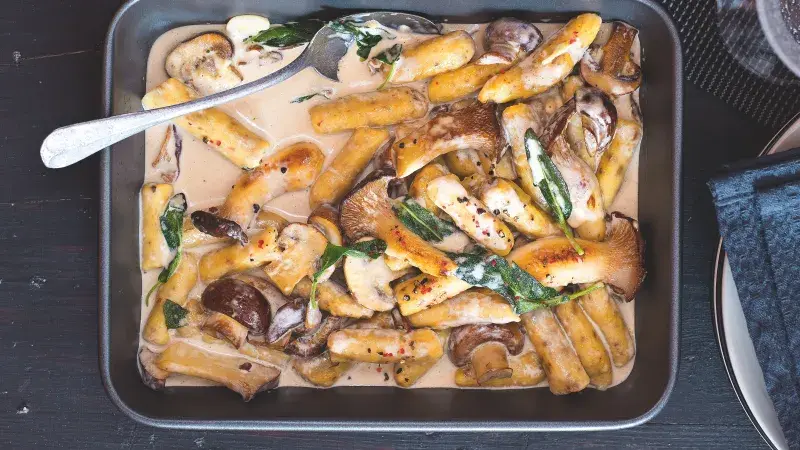 Hříbkové gnocchi v žampionové omáčce